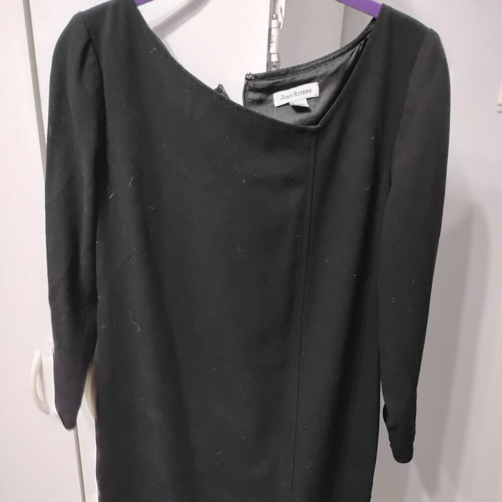 Joan Rivers black lined sheath dress w/ front slit.         Med.